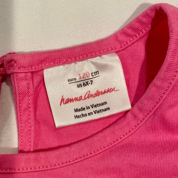 Hanna Andersson Dress Girls 6-7 120 cm Sleeveless Tiered Jumper Bakery Pink Tank - Picture 3 of 4